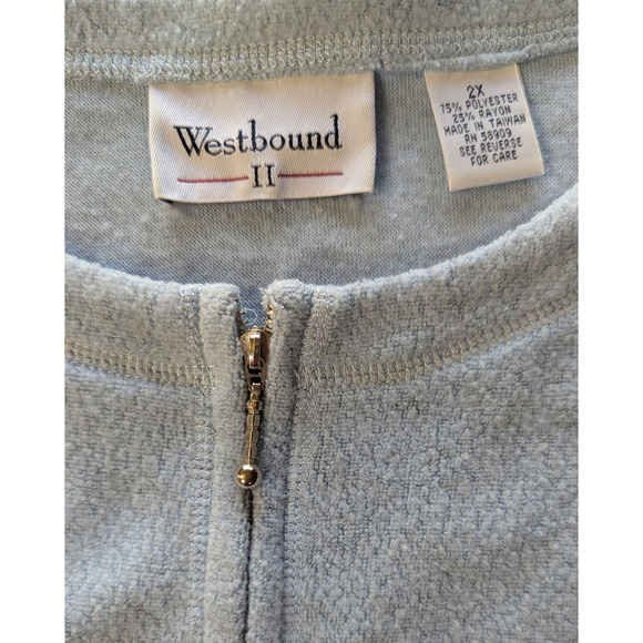 Westbound II Women's Plush Jacket, Full Zip, Scoop Neck, Light Blue, Size 2X - Picture 4 of 6